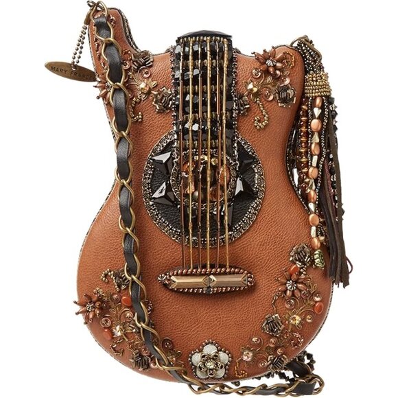 Mary Frances Handbags - Mary Frances Special Hall Of Fame Bag Guitar Brown Beaded Handbag Music Tan NEW